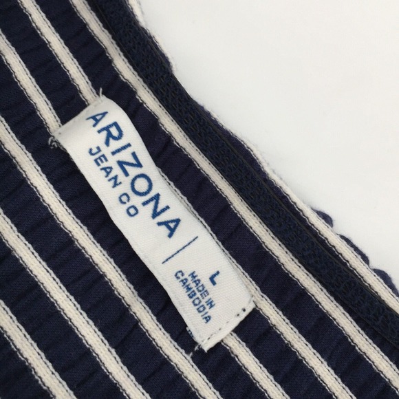 NWT Arizona Jean Co Striped Long Sleeve Crop Top Size Large Womens Blue White L - Picture 4 of 7